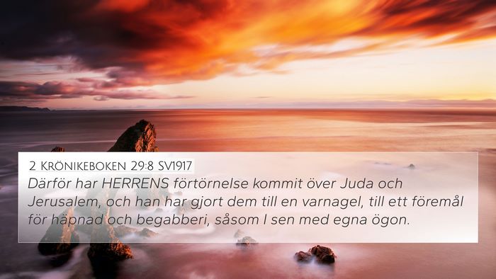 2 Krönikeboken 29:8 SV1917 Bible Verse Image