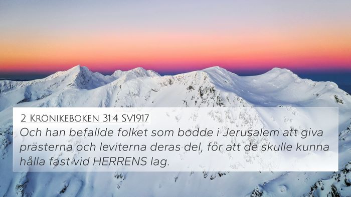 2 Krönikeboken 31:4 SV1917 Bible Verse Image