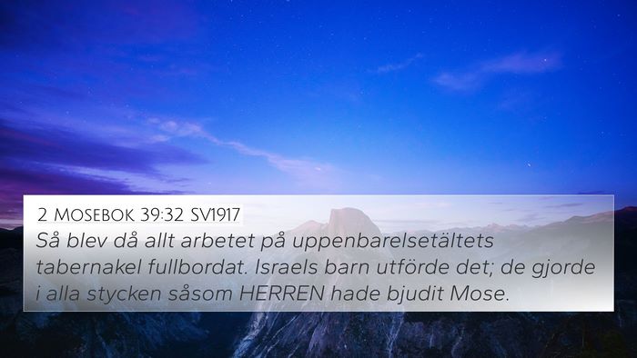 2 Mosebok 39:32 SV1917 Bible Verse Image
