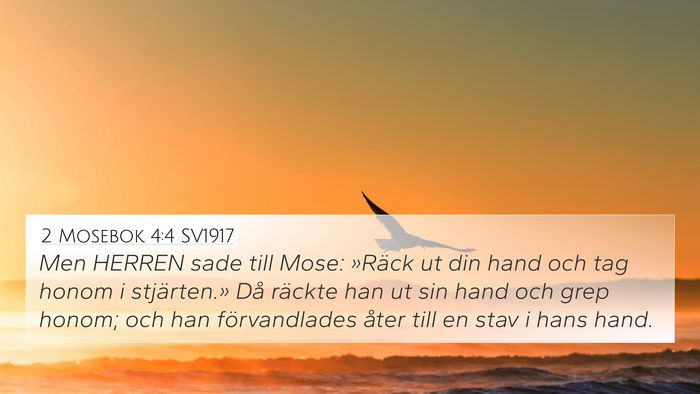 2 Mosebok 4:4 SV1917 4K Wallpaper - Men HERREN sade till Mose: »Räck ut din hand - 4K Wallpaper Bible Verse