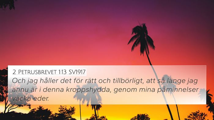 2 Petrusbrevet 1:13 SV1917 Bible Verse Image