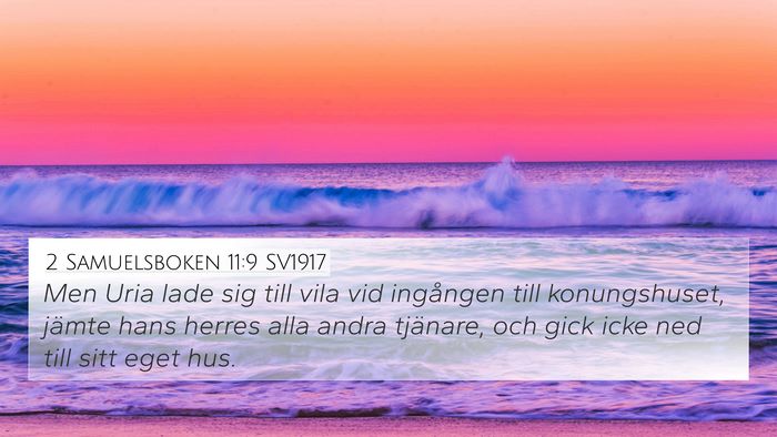 2 Samuelsboken 11:9 SV1917 4K Wallpaper - Men Uria lade sig till vila vid ingången till - 4K Wallpaper Bible Verse