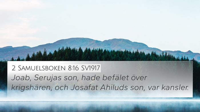 2 Samuelsboken 8:16 SV1917 Bible Verse Image