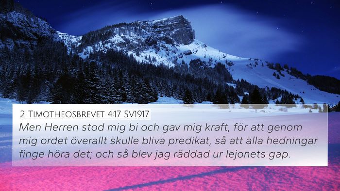 2 Timotheosbrevet 4:17 SV1917 Bible Verse Image
