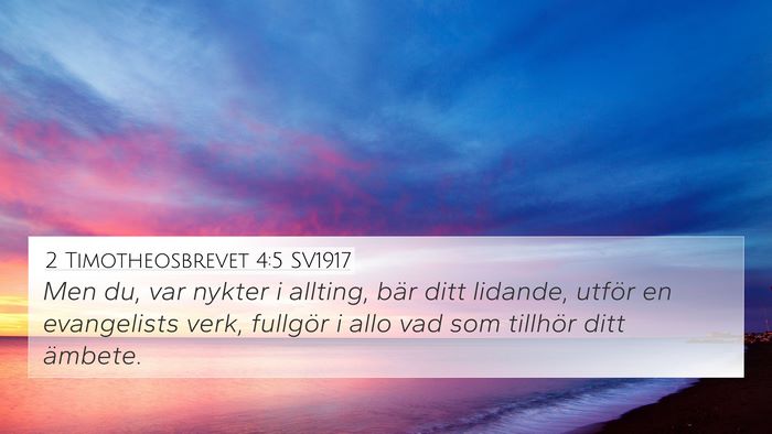 2 Timotheosbrevet 4:5 SV1917 Bible Verse Image