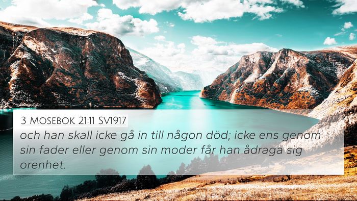 3 Mosebok 21:11 SV1917 Bible Verse Image