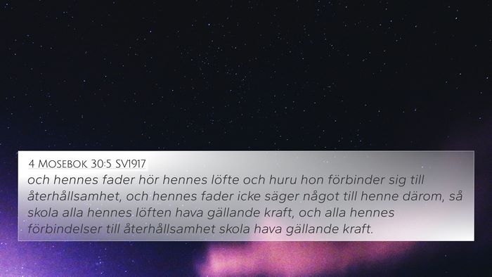 4 Mosebok 30:5 SV1917 4K Wallpaper - och hennes fader hör hennes löfte och huru hon - 4K Wallpaper Bible Verse