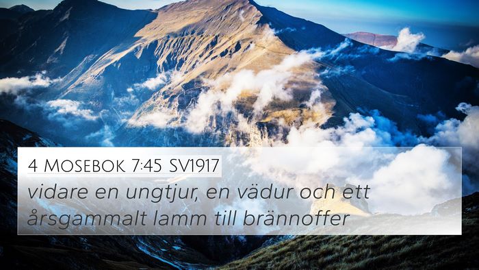 4 Mosebok 7:45 SV1917 4K Wallpaper - vidare en ungtjur, en vädur och ett årsgammalt - 4K Wallpaper Bible Verse