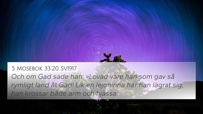 5 Mosebok 33:20 SV1917 Bible Verse Image