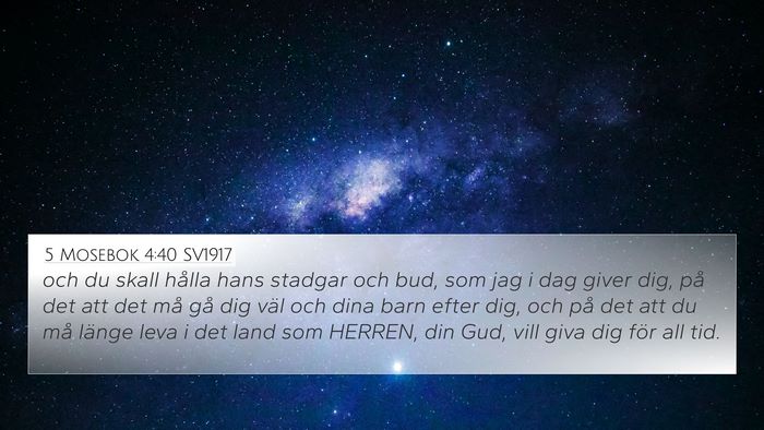 5 Mosebok 4:40 SV1917 Bible Verse Image