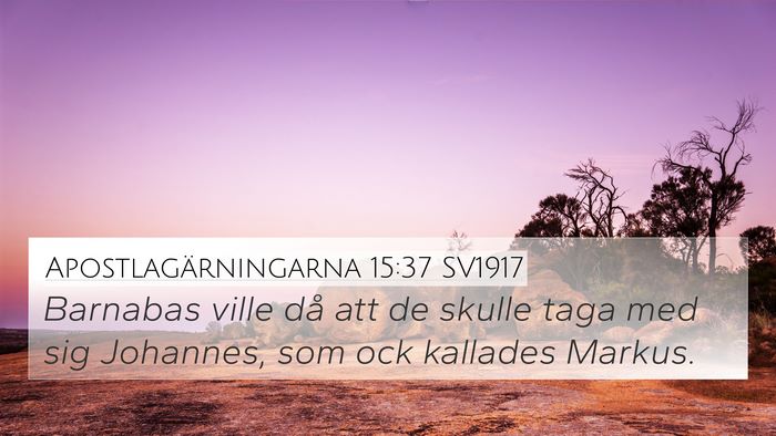 Apostlagärningarna 15:37 SV1917 Bible Verse Image