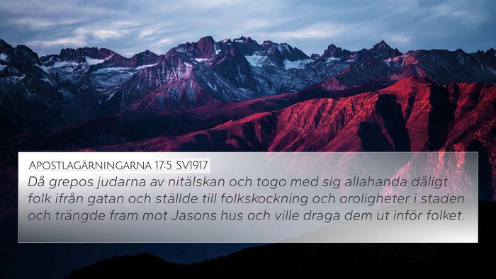 Apostlagärningarna 17:5 SV1917 Bible Verse Image