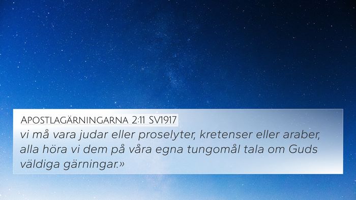 Apostlagärningarna 2:11 SV1917 Bible Verse Image