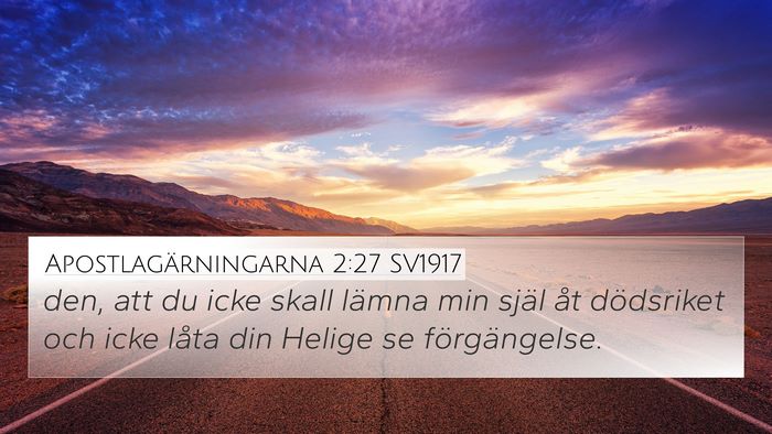 Apostlagärningarna 2:27 SV1917 Bible Verse Image