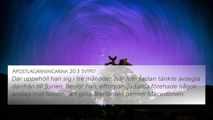 Apostlagärningarna 20:3 SV1917 Bible Verse Image