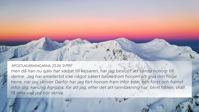 Apostlagärningarna 25:26 SV1917 Bible Verse Image
