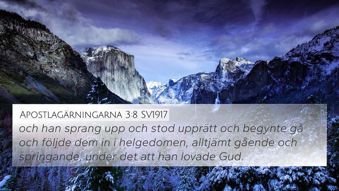 Apostlagärningarna 3:8 SV1917 Bible Verse Image