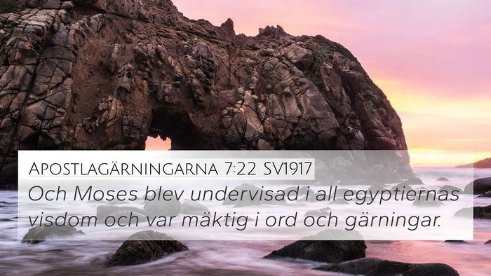 Apostlagärningarna 7:22 SV1917 Bible Verse Image