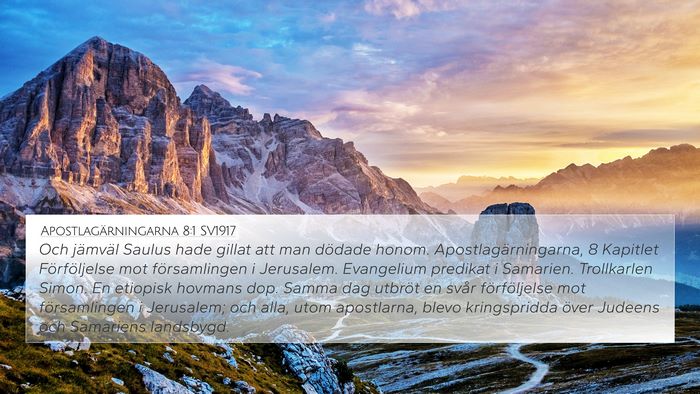 Apostlagärningarna 8:1 SV1917 Bible Verse Image