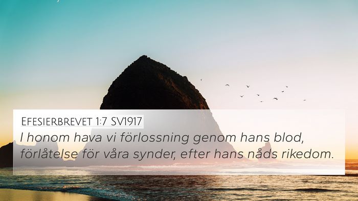 Efesierbrevet 1:7 SV1917 Bible Verse Image