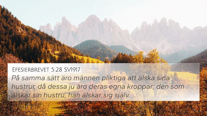 Efesierbrevet 5:28 SV1917 Bible Verse Image