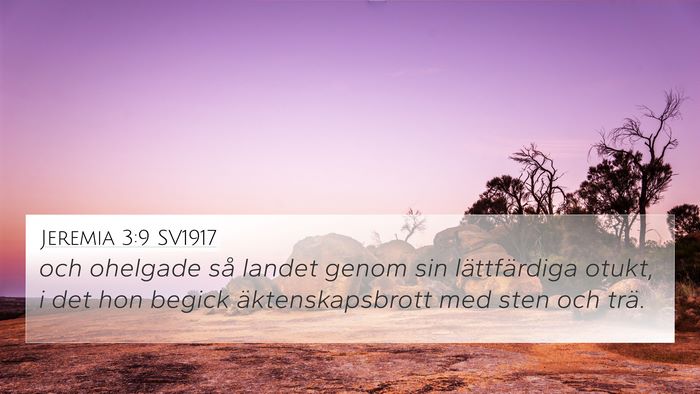 Jeremia 3:9 SV1917 Bible Verse Image