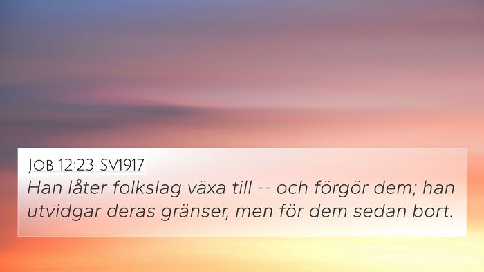 Job 12:23 SV1917 4K Wallpaper - Han låter folkslag växa till -- och förgör - 4K Wallpaper Bible Verse