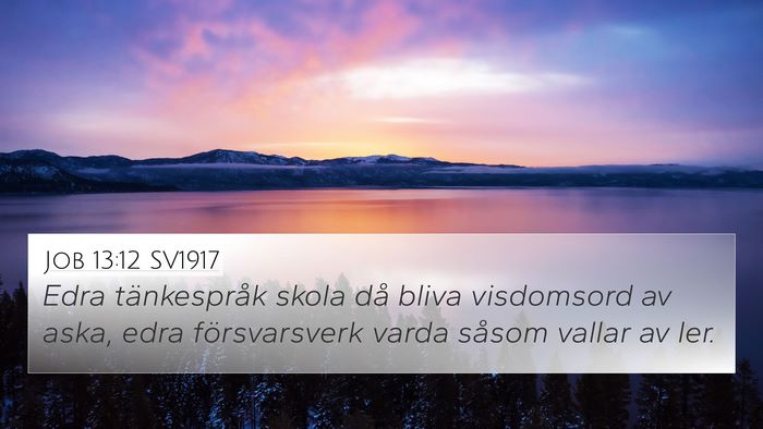 Job 13:12 SV1917 Bible Verse Image