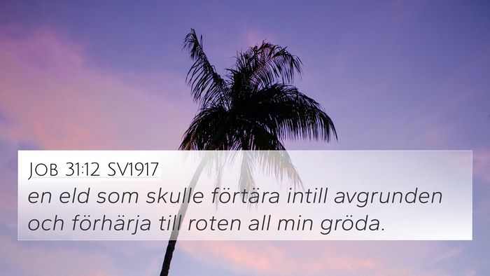 Job 31:12 SV1917 4K Wallpaper - en eld som skulle förtära intill avgrunden och - 4K Wallpaper Bible Verse