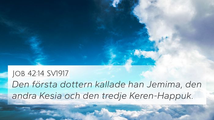 Job 42:14 SV1917 4K Wallpaper - Den första dottern kallade han Jemima, den andra - 4K Wallpaper Bible Verse