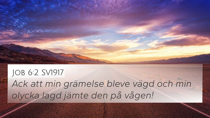 Job 6:2 SV1917 Bible Verse Image