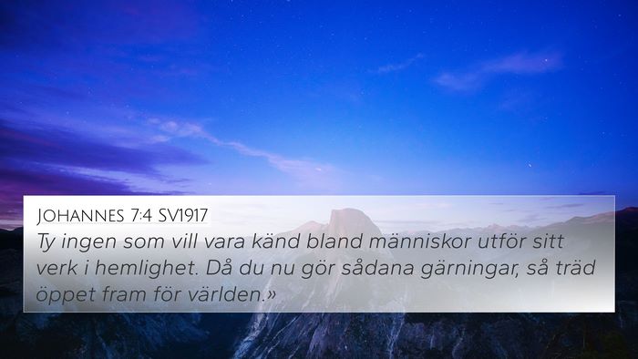 Johannes 7:4 SV1917 Bible Verse Image