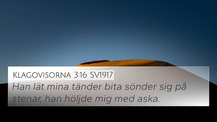 Klagovisorna 3:16 SV1917 4K Wallpaper - Han lät mina tänder bita sönder sig på - 4K Wallpaper Bible Verse