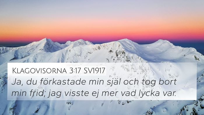 Klagovisorna 3:17 SV1917 4K Wallpaper - Ja, du förkastade min själ och tog bort min - 4K Wallpaper Bible Verse