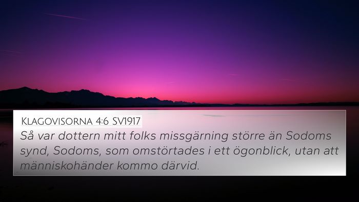 Klagovisorna 4:6 SV1917 Bible Verse Image