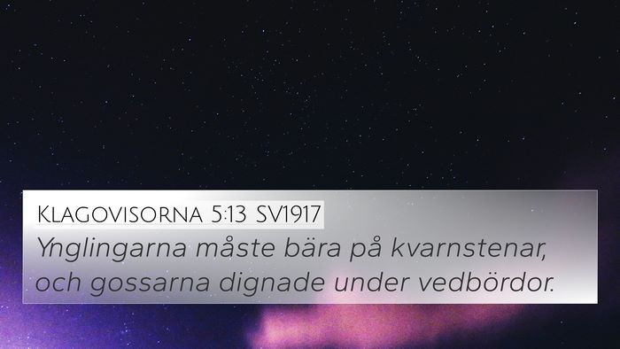 Klagovisorna 5:13 SV1917 Bible Verse Image