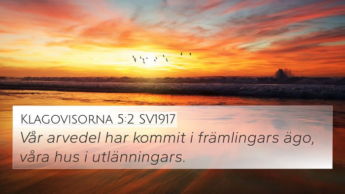 Klagovisorna 5:2 SV1917 Bible Verse Image