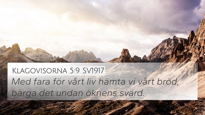 Klagovisorna 5:9 SV1917 4K Wallpaper - Med fara för vårt liv hämta vi vårt bröd, - 4K Wallpaper Bible Verse