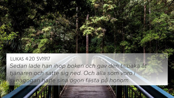Lukas 4:20 SV1917 4K Wallpaper - Sedan lade han ihop boken och gav den tillbaka - 4K Wallpaper Bible Verse