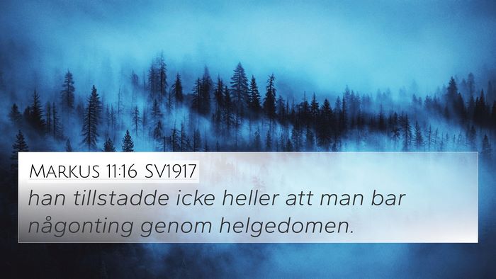 Markus 11:16 SV1917 4K Wallpaper - han tillstadde icke heller att man bar någonting - 4K Wallpaper Bible Verse