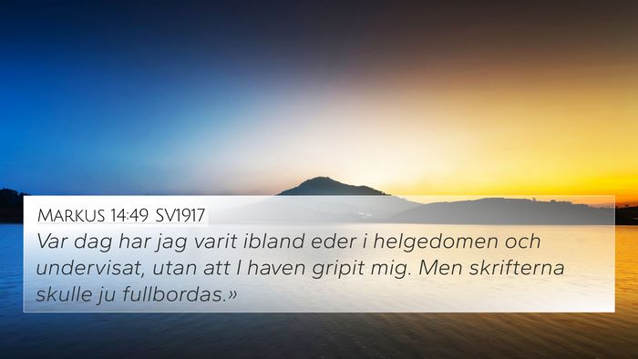 Markus 14:49 SV1917 4K Wallpaper - Var dag har jag varit ibland eder i helgedomen - 4K Wallpaper Bible Verse