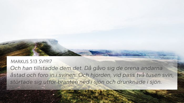 Markus 5:13 SV1917 4K Wallpaper - Och han tillstadde dem det. Då gåvo sig de - 4K Wallpaper Bible Verse
