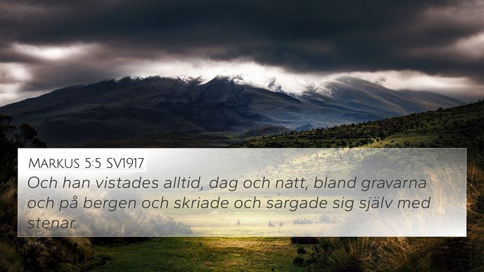 Markus 5:5 SV1917 Bible Verse Image