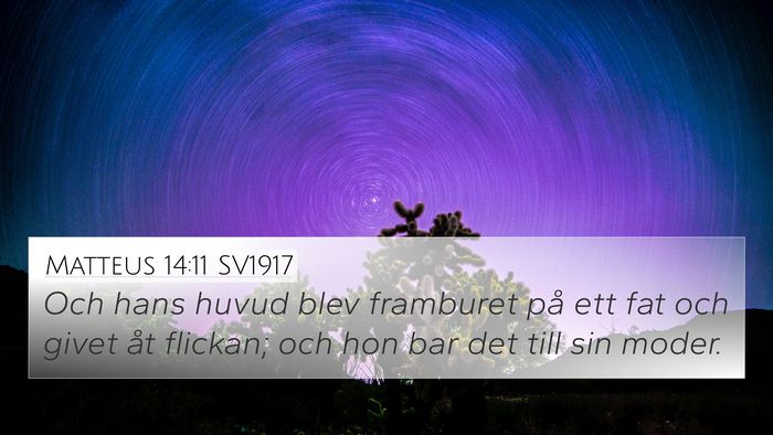 Matteus 14:11 SV1917 4K Wallpaper - Och hans huvud blev framburet på ett fat och - 4K Wallpaper Bible Verse