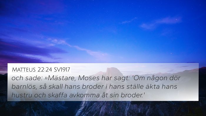 Matteus 22:24 SV1917 Bible Verse Image
