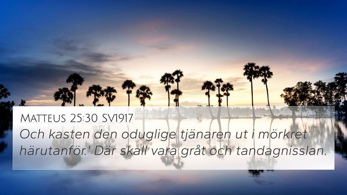 Matteus 25:30 SV1917 Bible Verse Image