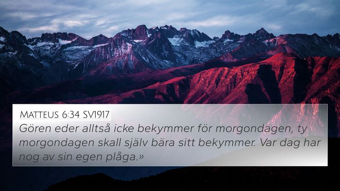 Matteus 6:34 SV1917 Bible Verse Image