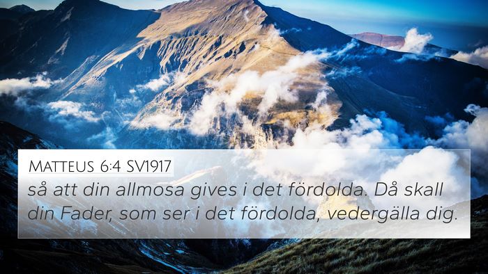 Matteus 6:4 SV1917 4K Wallpaper - så att din allmosa gives i det fördolda. Då - 4K Wallpaper Bible Verse