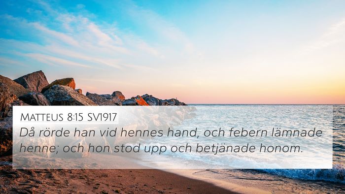 Matteus 8:15 SV1917 4K Wallpaper - Då rörde han vid hennes hand, och febern - 4K Wallpaper Bible Verse