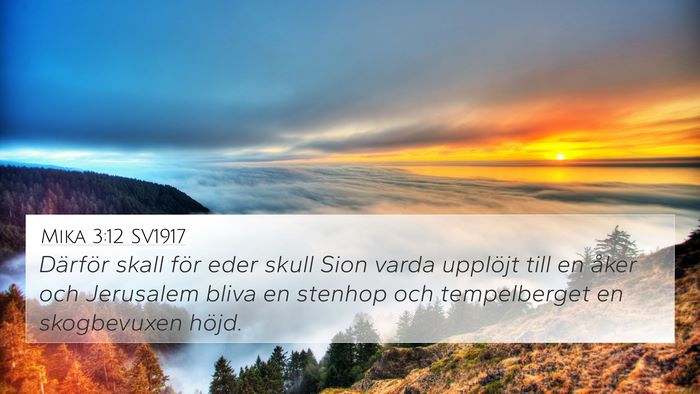Mika 3:12 SV1917 Bible Verse Image